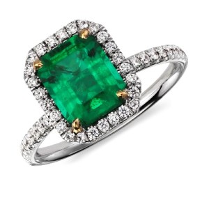Emerald Engagement Rings Pave Set with Diamonds